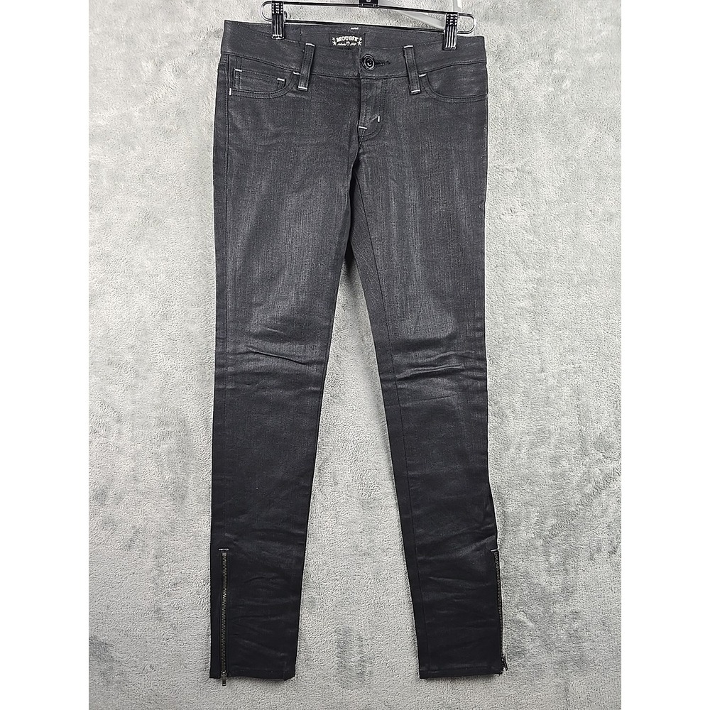 Moussy Skinny Jeans Womans Size 26 Black Zipper Ankle Cotton Japan Low Rise‎